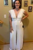 I purchased this for my wedding rehearsal dinner and it was perfect. I am always worried with white that it is see through and this was not at all. It was comfortable, long enough and I felt it was perfect for my dinner. I would absolutely wear it again.

When I put in my measurements it did suggest I get an XL but I went with a L and it fit well! - Madilyn O.