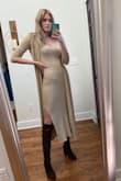 So I kind of wish I'd ordered a small instead of XS bc it's super tight and shows my underwear line BUT I'd rather it be a tiny bit too tight than too loose so I love it enough that I wouldn't exchange it. It's soooo comfy and snuggly. I'm a mom of 3 year old twins and I live in loungewear. This dress feels like loungewear. I can look like I "tried" without actually trying. Seriously I wear it all the time. It's perfect for fall too.
If you like my photos follow I'm insta > @elizabethbstrickland. - Caroline S.