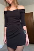 The material is really nice quality. It doesn't look as good as I wanted it to but I still like it. I'm trying to figure out if I should go braless or strapless but either looks fine. Not thrilled about the zipper in the back. If it scrunches up you will have part of the zipper popping out. Other than that I like it. Not the best pics but here you go, for reference. - Charlotte B.