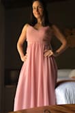 I bought this dress for a wedding and it fit perfect. I only had to trim a little the length since the shoes that I wore were not very high.
It's very comfortable for dancing and very elegant. You can't go wrong with this dress. - Luisana G.