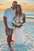 I loved this dress! I purchased a Medium size which is what I typically wear, but it wouldn't zip up the back the entire way. It fit perfectly otherwise! I loved it so much I ended up having it altered to have a corset back so I could wear it! - Emily S.