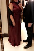 Absolutely loved this color and material! I wore It to a black tie wedding and It was perfect for the fall and very comfortable! I ended up tightening the neck and bringing the sides in just a bit but It was a great dress! - Caroline C.