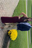 The material is nice and thick. The dress is pretty long even though I wore heels, but it worked! If you're shorter than me, you might need to get it shortened. Not sure why my photos seem to be uploading sideways since they're vertical on my phone - Olivia G.