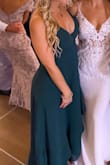 This dress is the perfect option for a fall wedding! The color is a nice rich emerald green and the fabric is nice and soft and flowy. I was nervous the dress would be too long and the bottom wouldn't lay right but it was actually perfect for my height + my 4" heels! - Kimberly S.