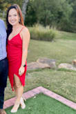 I ordered both a small and a medium, as I am typically a small but wanted to be safe in case it was too tight. I'm glad I did, because I went with the medium. I went to a wedding with a cocktail attire dress code and for in perfectly. The slit went up a little too high, so if you have a longer torso or you're tall in general, you may want to size up. 

The color and material are gorgeous! I felt comfortable the entire night. Everything about this dress fit well and I got so many compliments, even now as I show pictures of the night. - Leigh G.