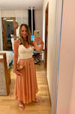 I will admit I was skeptical about this skirt... should I wear it low on my waist (ugh) or higher? I finally let it settle right on my wastline and with the white tank crop it's perfect! - Brooke M.
