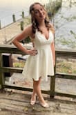 Loved this dress and wore it to my homecoming. I was probably between a small and medium, but it fit well. The straps were a little loose, but I'll have room to grow into it and wear again for my graduation in May. Great material too, you can't see through it. - Katie S.