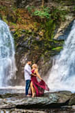 This dress gave the drama I wanted for my engagement shoot. It is lengthy for someone my height, but can definitely be hemmed. For the occasion I did not get it hemmed, instead just wore 5 inch heels. The chiffon fabric can be steamed at home but needs to be dry cleaned. I originally ordered the red color which is also a nice vibrant color but for the shoot I chose the wine. Definitely recommend this dress. - Jennifer R.