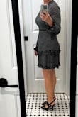 The fit was perfect. Loved the tiered bottom. Got many compliments when I wore it to a wedding in November. Wore it with black stockings and black ankle boots. But it also looks great with dressy heels. - Diane B.