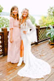 For some reason, it says I returned this but I didn't, I returned another one because this is the one I kept for my wedding day!! It was absolutely perfect, I can't say enough how much I loved it. It fit like a glove, I didn't want to spend a lot of money on a dress and even went to a dress store and tried on many, and still when I got this $150 Lulus dress, it felt more right than any of the $2000 dresses I tried on. I was so relieved and felt like a boho princess. The sleeves made it so romantic. I took up the slit a little to show more leg and added lace handles to the train so I could hold it up it on my wrist easier and it just draped so perfectly. I love the train it gave me those bride vibes but beware that all the leaves will stick to it like crazy but no biggie there because I felt gorgeous in this dress and have had insane compliments STILL! Boots are also from Lulus! Way to go lulus for having this affordable option out here!! - Jodie R.