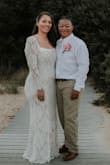 I ordered this dress last minute the week before we decided to cancel our big ceremony and have an intimate ceremony. This dress was beautiful! Would've loved for it to be a little more fitting around the waist, but nonetheless it was gorgeous for our beach ceremony. - Kiana R.