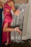 I loved, loved this dress so much! I ordered some Lulu shoes to go with it, which I also loved. I got compliments all night long! I ordered a M and it fit perfect. The color, high slit, and side cut outs are to die for. ORDER THIS DRESS NOW! - Morgan P.