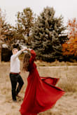 This dress.....DREAMY!! It was PERFECT for engagement pictures! I have a broad but flat chest so the top was a little loose if I was sitting down, the medium fit better than the large I'm used to having to wear because of my butt. Got tons of compliments on this dress and made for great pictures! - Cassandra P.