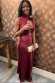 Purchased for a black-tie wedding and received SO many compliments. LOVED the fit of this dress. It was a little loose at the top but was still flattering even with a large bust. Wore 3in heels so didn't need to hem, but it hit right at the floor. Received so many compliments and can't wait to wear it to another formal event! - Kailyn B.