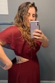 Right now it's kind of "meh" but has tons of potential. I used the "fit finder" with my information and measurements (42 38DD/34/44) and it recommended an XL. It fits great in the bust but the bottom half is extremely loose causing the back to droop at the opening and the length is more floor-dragging than floor-sweeping. I MAYBE could have gone down a size, although I think the bust would have been too tight then. The fabric is heavy and luxurious and the skirt hangs nicely. The dress is unwearable as-is, but a visit to a tailor will be stunning. - Hillary P.
