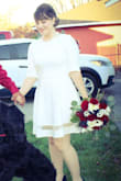 My husband and I eloped 2 weeks ago. I needed a dress quick. This dress is super flirty yet elegant. I wore some white pearls and some heels. I felt super pretty. The dress is a little retro yet modern. The fit is perfect and super flattering. The material is thick so it was perfect for my November elopement. The only complaint I have is that it does wrinkle easily. This was my first purchase from Lulus and I am satisfied! - Madisen M.