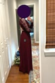 This was a beautiful dress and I was impressed with the quality for the price. The skirt is heavy and full. I can usually wear a Small/4 in full-skirt dresses, and this S fit alright. It zipped fine, but I confess there was a bit of back muffin top? If that's a thing?
The lace bodice was nice, but didn't work with my body type. The sleeves fit great, but everything else was off on top -- the bust gaping, but somehow also too tight for me to raise my arms. Perhaps because I wasn't filling it out in front, the back lace also laid lumpily. Disappointing, unfortunately, but would be great on someone else. - Emily D.