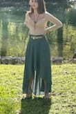 The fitted waist with the flowy skirt makes this so flattering!  It's a great length in the front to show off a little leg and some cute shoes, and the back moves gorgeously like a long gown! - Charli R.