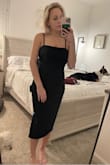I normally don't order bodycon dresses because I don't like the way they emphasize my hip dips, but I was looking at all the photo reviews and this dress seemed to look great on everyone so I gave it a chance and it is amazing! It's bodycon but with an hourglass shape built-in, so it will give you the perfect figure no matter what. It's a thick, comfortable material that only hugs you in the right places. It is a little longer than it's meant to be on me considering I'm 5'2 but I think it adds to the elegance. - Jessie M.