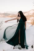 I got a size small and it came super quickly and was perfect for my senior pictures with the snow! It was quite a bit long for my height, and I would've gotten it hemmed for a dance or event, but the extra length added to the effect for the pictures! - Kaeley C.