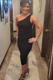 This dress is easy and flattering. It hides the tummy trouble and gives a long silhouette. I am keeping it as a go-to dress with no specific event in mind. The small fits comfortably snug. I probably could have fit into a medium also. - Shauna J.