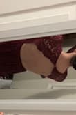 I loved this dress for a formal winter wedding. It was modest enough in the front and the low back was just the right amount of sexy. I had to get the bottom hemmed a bit. I am 5'4" and ordered a size small. I am small chested so the low neckline was perfect without a bra. I did wear pedals just in case. I have bigger hips and the small fit comfortably. I am size 4 and 28 in pants. - Robin W.