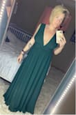 So I read all the reviews and was a little skeptical. Lulus told me to order a large but I got a medium and it is perfect. Like others have said it is long! I have Lulus 4 inch gold heels on here and it's still a little long but I think it's fine. I also need to tighten up the top somehow either with my awesome sewing skills or find someone to do it. - Melissa C.