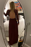 Beautiful dress with gorgeous back detail, great for a winter event. Comfortable and flattering. Fits perfectly, but I'm having it hemmed about 3 inches even with heels on, so keep that in mind if you're shorter than 5'7"/5'8"! - Susan B.