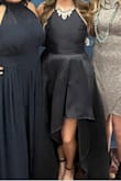 This dress was beautiful on. I did read reviews and saw it ran small so I ordered a large instead of a medium. My breasts have a hard time fitting in some things especially if it has a zipper! This dress was still tight in my chest but it still fit great. The fabric has no stretch so keep that in mind. The only complaint I had was that the straps on the shoulders rubbed really bad. Other than that it was great! Would definitely recommend and size up. - Lindsey R.