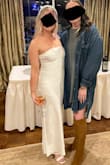 I purchased this for my bridal shower and It was perfect. The material is comfy and a tad bit stretchy, not see-through at all. The length was perfect for 2-3inch heels. Many compliments and a great price! - Alex B.