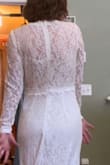 Felt like an English princess!  I was pleasantly surprised by how wonderfully soft the fabric was. I half expected it to feel stiff. Definitely would need to have it hemmed and get the sleeves shortened.
Ultimately chose to keep a dress with a more "exciting" back. - Hannah C.