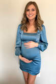 Loved this dress! I'm 4 months pregnant and the XS was a little snug but I loved the way it made my bump look. I will say that I wish it was a tad bit longer. - Cierra J.