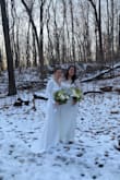 Absolutely perfect. Needed a dress at the last minute and wanted something elegant and of good quality. This dress fit perfectly got so many compliments and was just easy to get quickly at a great price. Definitely a bit thick but that was good for the cold. Highly recommend for a simple white wedding dress! - Caitlin H.