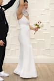 I follow the size instruction and got size M, which i should have taken one size down, but i got it altered at the waist, bust and length (im 5'2 but i wore ~3.2 inches heels ). Looks good after all and the material is thick and the quality is great as well. I got a lot of compliments for the dress, simple and elegant. - Trang H.