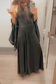 This was the perfect sexy/flirty yes classy and understated dress for any formal occasion - work events, weddings, etc. I am 5' 7", 120lb, and 32D, and I ordered a Small. I'm very slender so I expected it to be a little loose around my waist as it is not a fitted dress. Other than that, which was very minimal, it is very true to size. It is long and I had to get it shortened 3" so I wouldn't trip over and wore it with 4" heels. The fabric is so soft and lined so I was actually pretty warm during a very cold January night! - Taylor B.