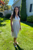 This dress is beautiful, well made, and fits amazing! It was perfect for my intimate church wedding but would also be great for a shower or other wedding event. I was worried it wasn't formal enough but I totally felt like a bride when I wore it! I love that it's form fitting up top but loose on the bottom. I ended up removing the layers of tulle under it because it was a bit too poofy for my taste. Highly recommend! - Dara C.