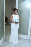 This dress is perfect, exactly what I was looking for, elegant, classy and simple. It fits true to size, the fabric is great and not see through. I wore it for my wedding in Las Vegas. - Ruth S.
