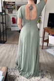 This dress fits me absolutely perfectly. I was skeptic at first because I thought I'd have to get it altered for sure but I've never felt more confident when I put it on! The colour and quality are beautiful! It's a bit long for me but that's okay as I am getting that part altered. - Chantal G.