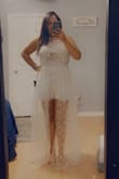 Fit perfect just a little long but not too long where it needs alterations. I am in love with this romper! Wearing it after the introduction at my wedding. :) - Jessica D.