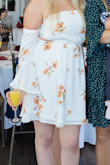 Wore for my bridal shower in Oct! Tight on the arms but stretchy everywhere else - Amanda R.