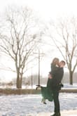 I loved this dress so much I ordered it in Green after ordering it in Gray a few months before. The green was the perfect dress for my snowy engagement pictures! I ended up wearing it up on my shoulders instead of off my shoulders since it was cold out. - Jillian Z.
