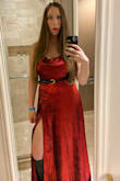 I love this dress! I ordered a size large because the last Lulus dress I ordered in a medium and it was a bit small. The size chart on Lulus told me to get a medium in this dress, and I didn't listen to them and kind of regret it. The dress ended up being a bit big on me, but I was able to make it fit relatively well with tightened straps and a belt. I think the size medium would've fit and made my butt and chest pop more and would've given me more of a figure, but it would've created more concerns with my stomach not being flat. While it was a bit big, it was still very flattering and I felt fantastic while wearing this on New Years' Eve! 10/10 would recommend it, but it seems to fit according to your regular size. The material was great and it was very comfortable! - Elizabeth E.