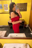 Wore for a friends wedding! I usually wear a Medium so I ordered 1 medium and 1 small to see what size would fit better since I saw some girls saying it runs slightly larger. And the small fit perfectly. It will mark your stomach, I had to use with one of those shapewear high waist to cover it. - Lavinia G.