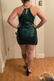 This dress is so so cute and fits me really well. The photos are from when I tried it on right when I got it so I didn't adjust the straps or anything. The only downside is that it is a little shorter than what I would normally like in the back - my butt is covered enough but there isn't a lot of wiggle room. I do have a larger butt and wide hips so maybe if you are a little smaller in the booty region it wouldn't be as short. I am planning on wearing it on a night with lots of dancing so I need to figure out if it passes the dancing test! In short, it is so cute and flattering but beware the back might be a little short! - Taylor B.