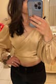 Wore this for NYE and it is gorgeous. The material is beautiful, sleeves are nice and long. If the top was a bit longer and didn't ride up, it would have been perfect but still love this top. - Rebecca S.