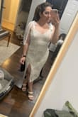 I have such low expectations when buying dresses online. I am short and curvy and things either are super long on me and tight or super long on me and huge! I was going back and forth between medium and large. I am so glad I went with the medium! It fit me perfectly even the midi length! Highly recommend this dress! I'll be wearing it to my rehearsal dinner! - Natalie Q.