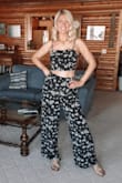 Adorable two-piece set. Super comfortable and fits super well! The pants are actually long enough for my height (with flats, not heels). - Michelle G.