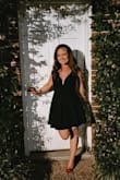 I was obsessed with the fit of this dress from the moment I put it on. It fit everywhere and was very flattering on my petite figure. The front neckline is low so I couldn't wear a bra but the material was nice and thick so I didn't really need to. I can't say enough how much I loved this dress! - Christy F.