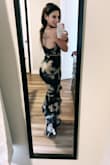 Perfect! I can't wait to wear it. I love the mermaid, high low cut. I bought it in all the colors haha. I'm wearing 4.5 in heels for reference if you are short like me and worried about length. - Maria I.