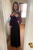 I loved this dress so much, for a different occasion I definitely would have kept it, but I ended up returning and going with another option that was more bump-friendly, and complimented my vision for my maternity shoot better. I also didn't feel like it photographed well because the weird patterns on the velvet from shipping stood out, I'm not sure if there is a way to fix that but in my test photos, I really didn't like the imprinted texture and marks on the velvet.
Pros are: it is a heavy dress, high quality, felt so classic, and made me feel like a medieval princess.
Highly recommend for engagement photos and special occasions but not the most bump-friendly dress. - Katie B.